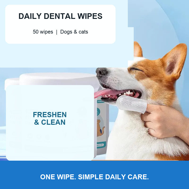 Daily Dental Finger Wipes for Dogs & Cats - 50 Count