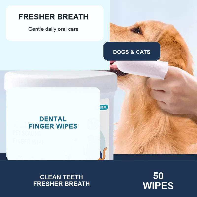 Daily Dental Finger Wipes for Dogs & Cats - 50 Count