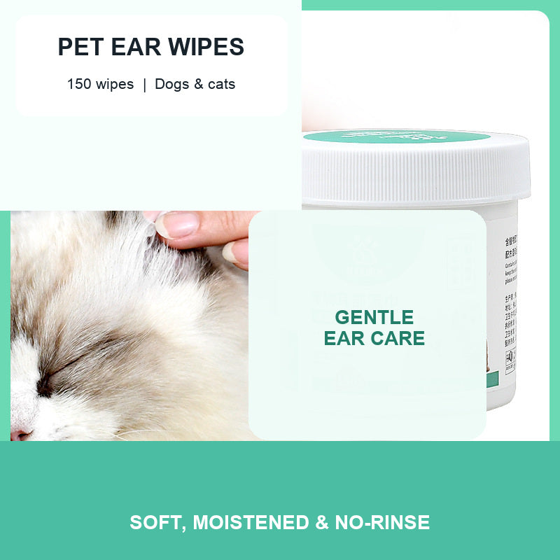 Gentle Ear Cleaning Wipes for Dogs & Cats - 150 Count